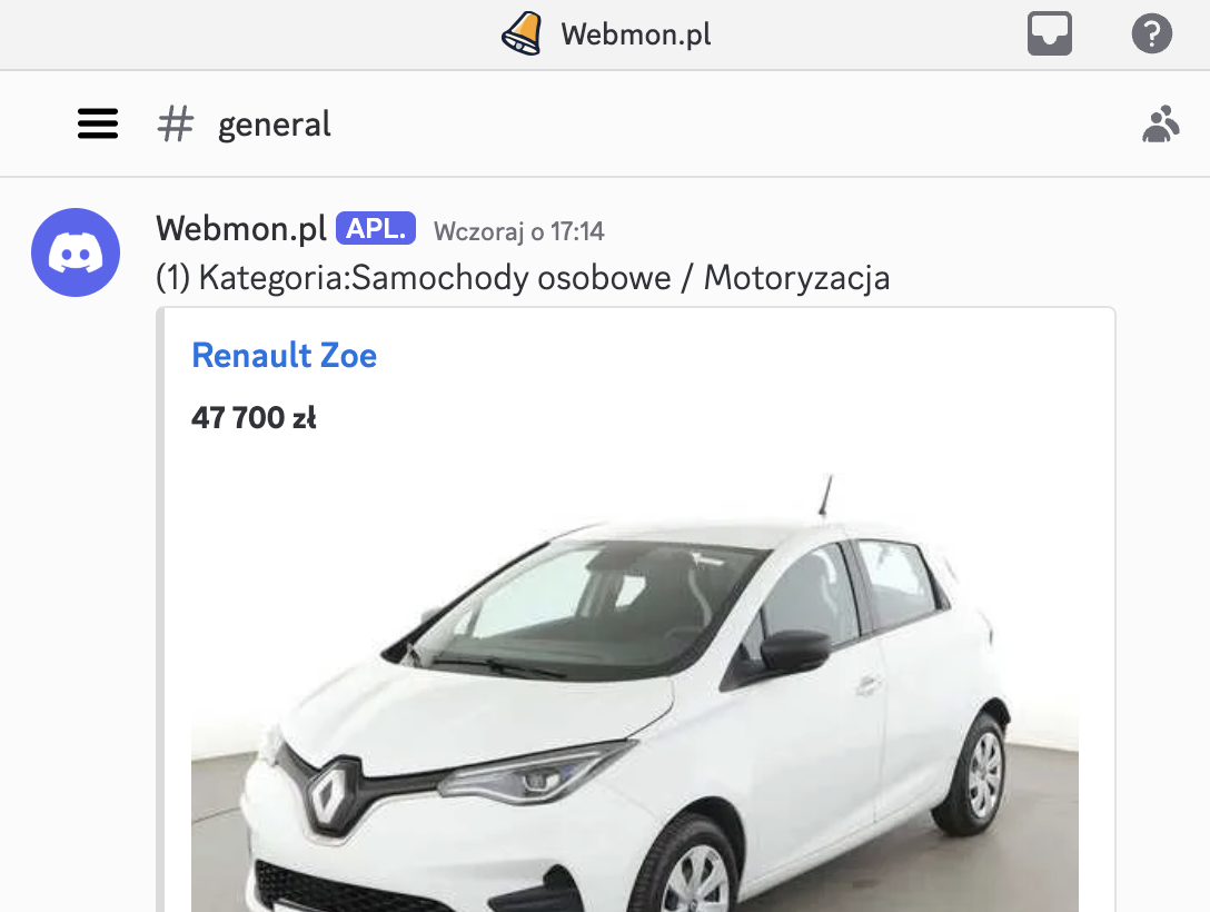 nowe ogłosznia OLX na Discord