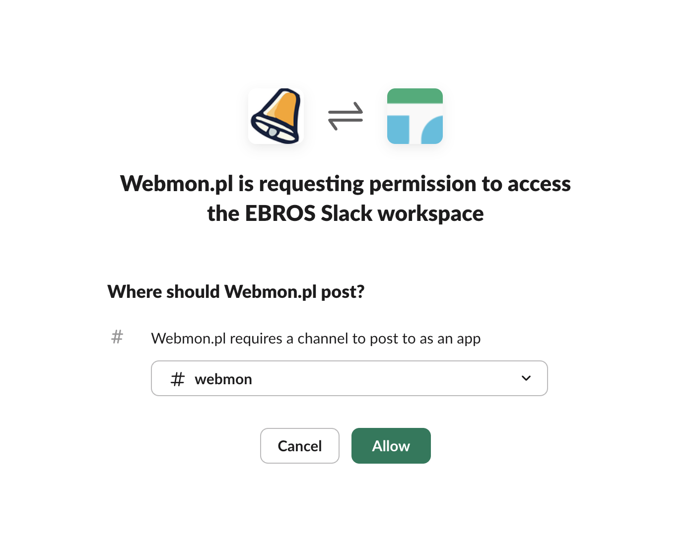 integracja Slack z webmon.pl