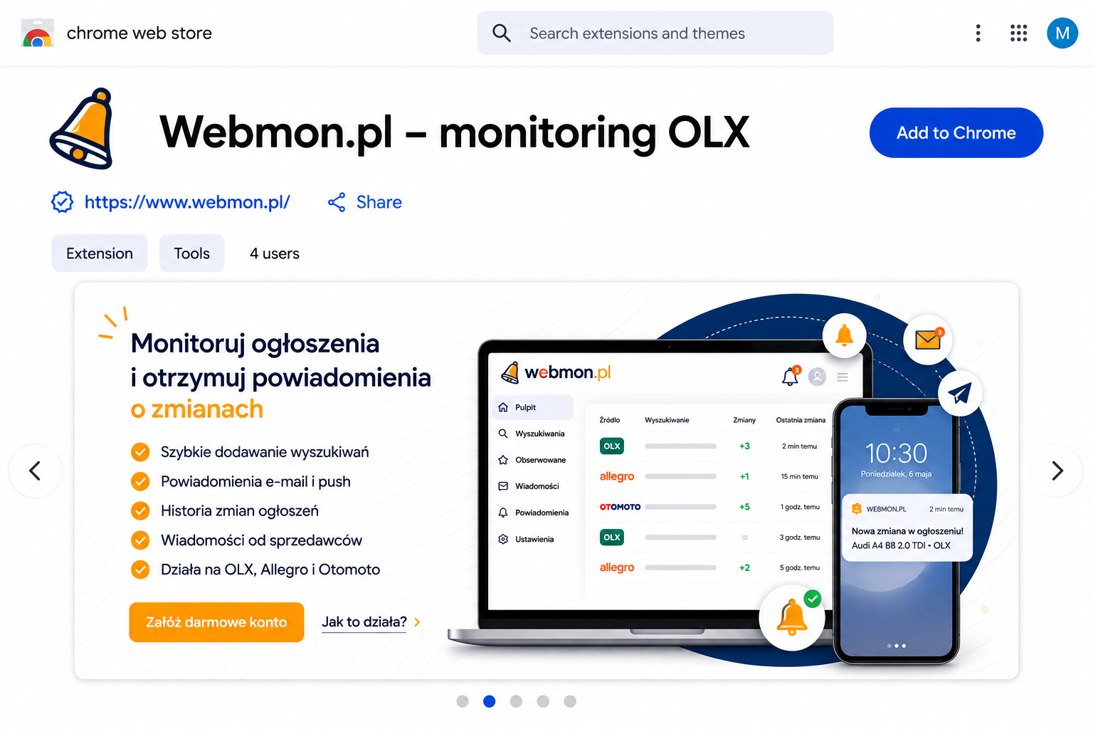 Monitorowanie wiadomości i wysyłanie wiadomości do sprzedawcy przez Webmon.pl